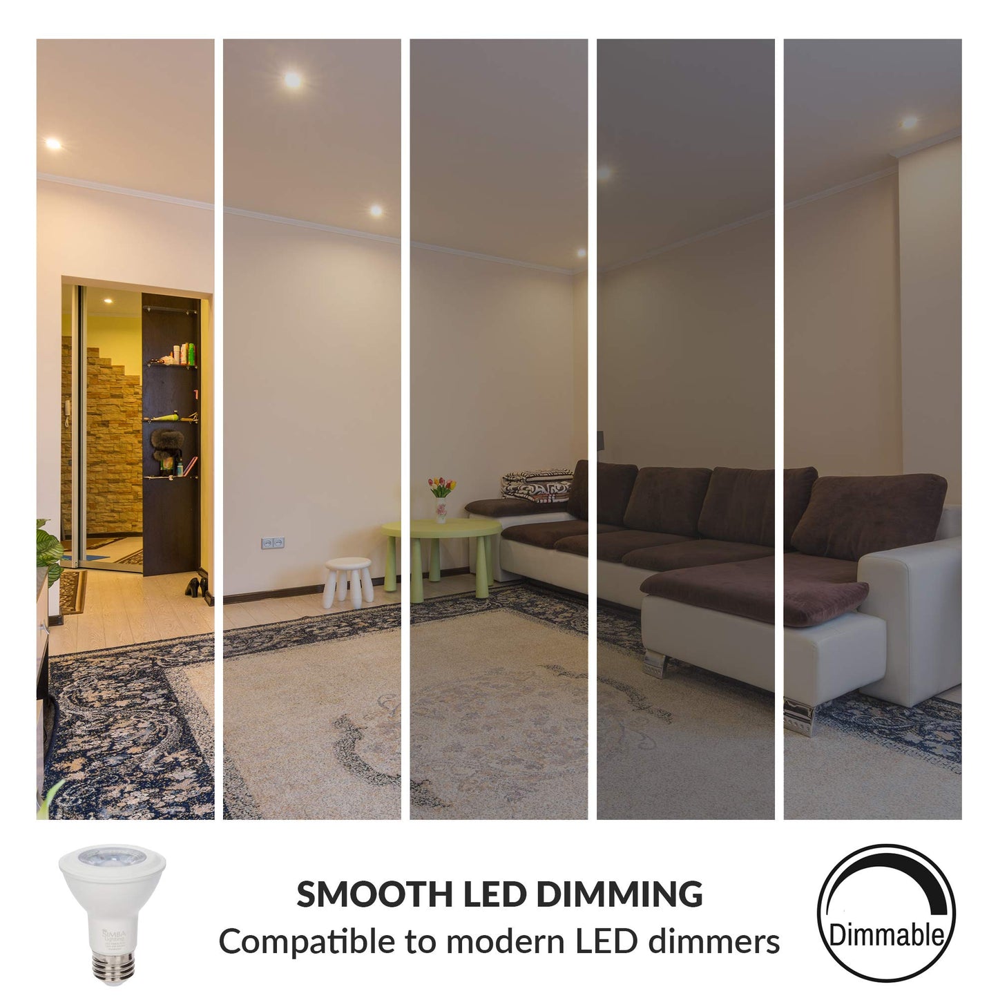 Simba Lighting LED PAR20 Light Bulb 6W 120V, E26 Base, 3000K, 4 Pack