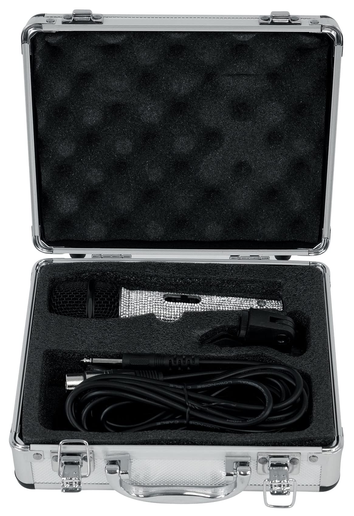 Rockville RMC-ICE Pro Dynamic Vocal Microphone, Cardioid, Faux Diamond-Covered, Rugged Metal Body, 2 Cables, Case, Mic Clip, for Stage, Studio
