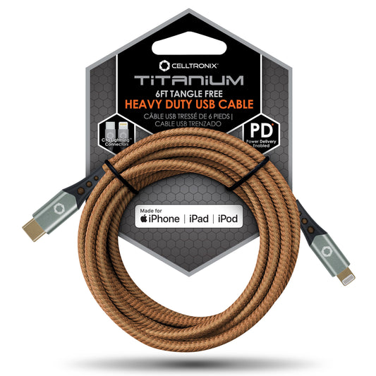 Celltronix - MCX - [Apple MFi Certified] - Titanium 6FT Fast Charging Tangle Free Heavy Duty Type-C to Lightning Cable. Includes Sync+Charge…