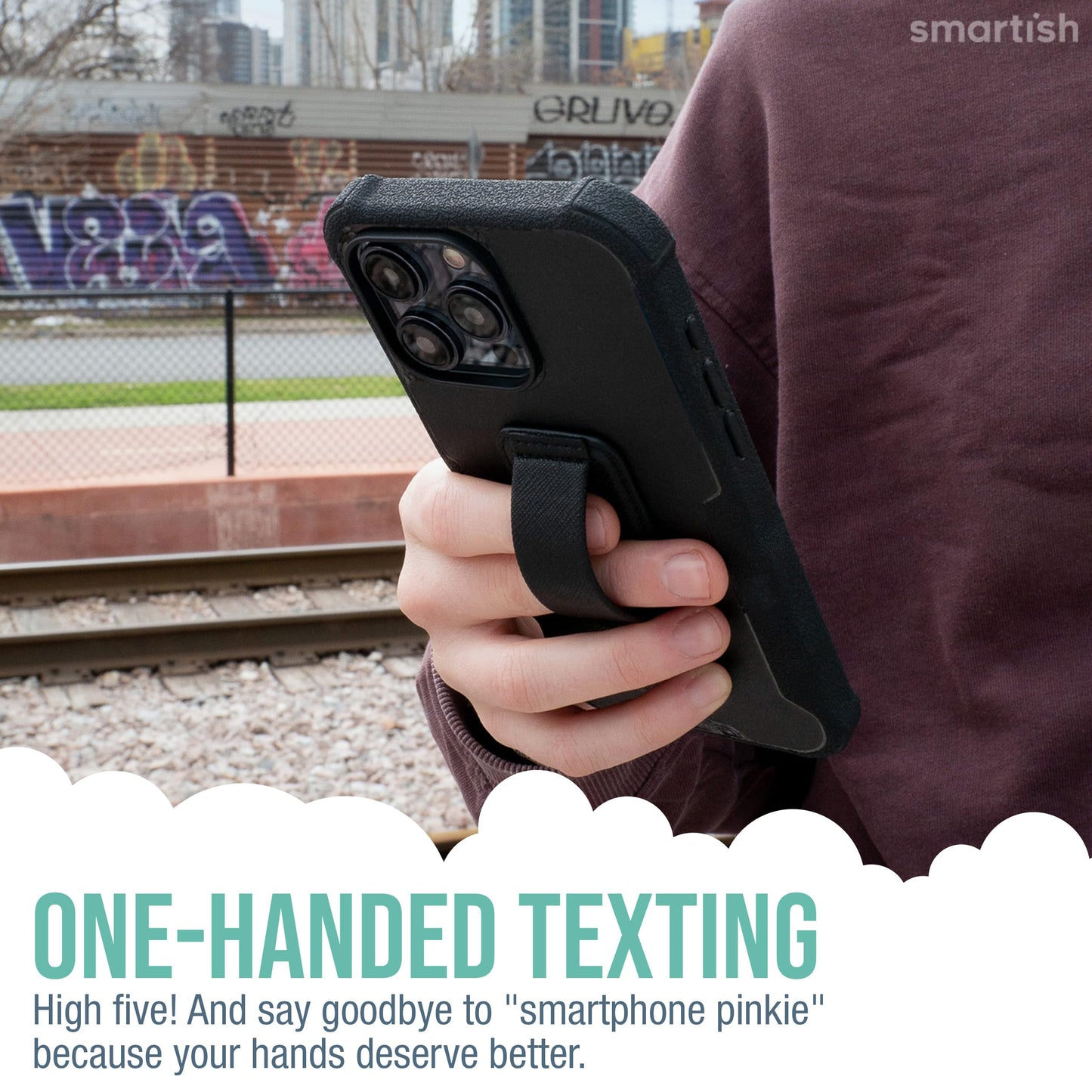 Smartish Phone Grip Loop - Prop Tart - Pop Out Finger Strap and Holder with Kickstand [Compatible with All iPhone & Android Phones] Stick On Phone