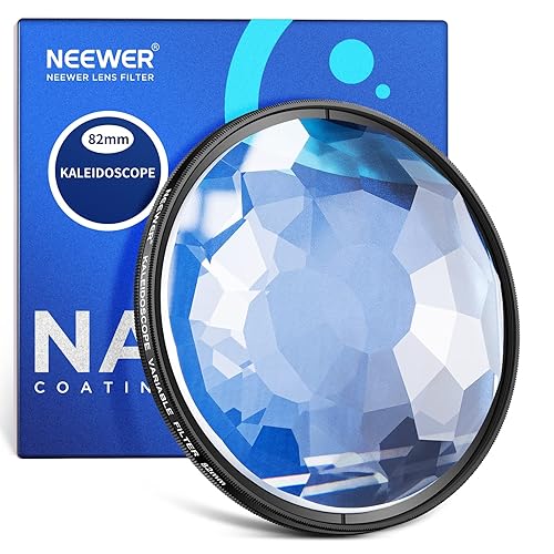 Neewer 82mm Kaleidoscope Prism Lens Filter, Photography Prism Crystal Glass Effect Filter with Multi Refraction and Variable Number of Photographic