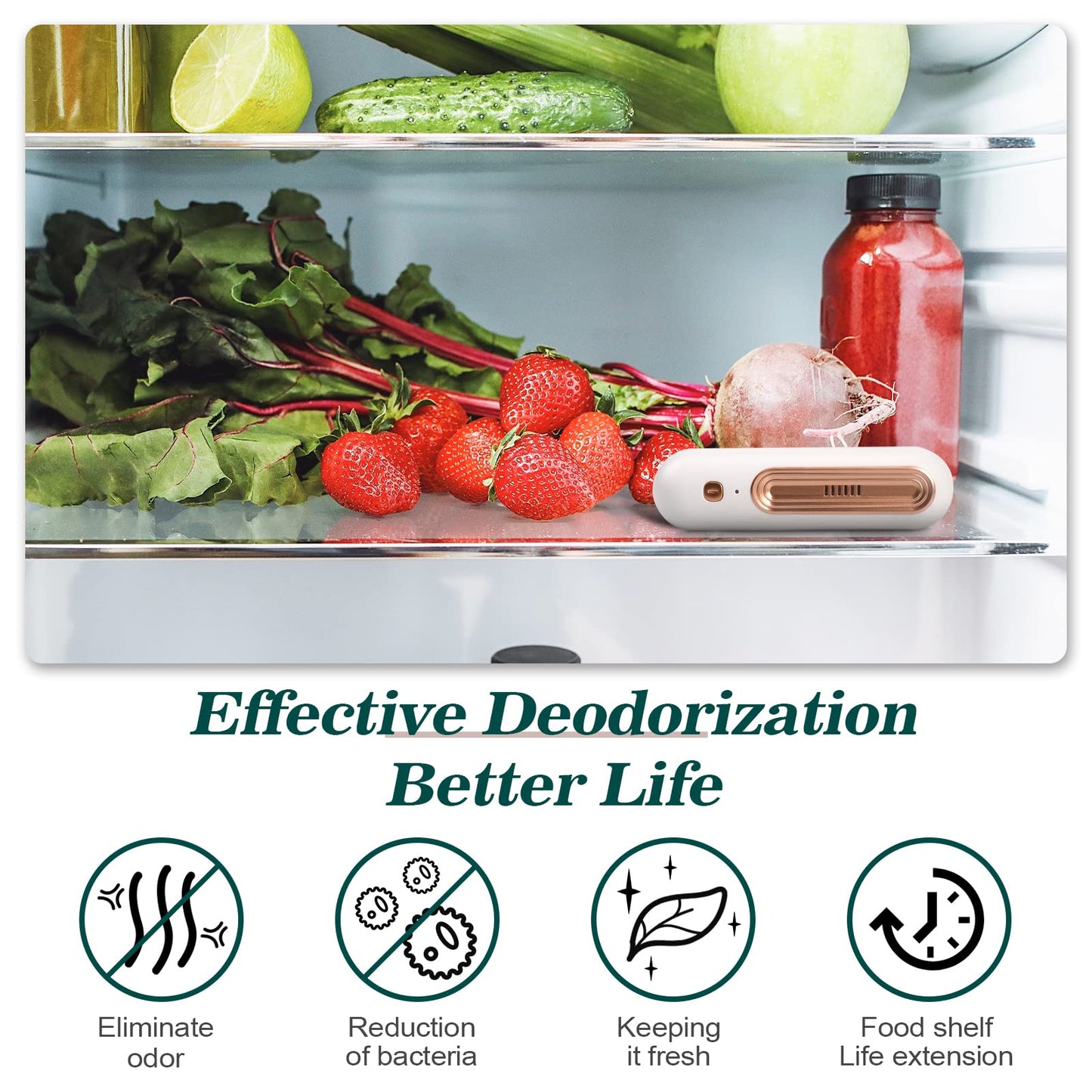 Mini USB Fridge Deodorizer - Portable Rechargeable Closet Deodorizer - Refrigerator Odor Eliminator for Fridge Kitchen, Closet, Room, Pet, Car