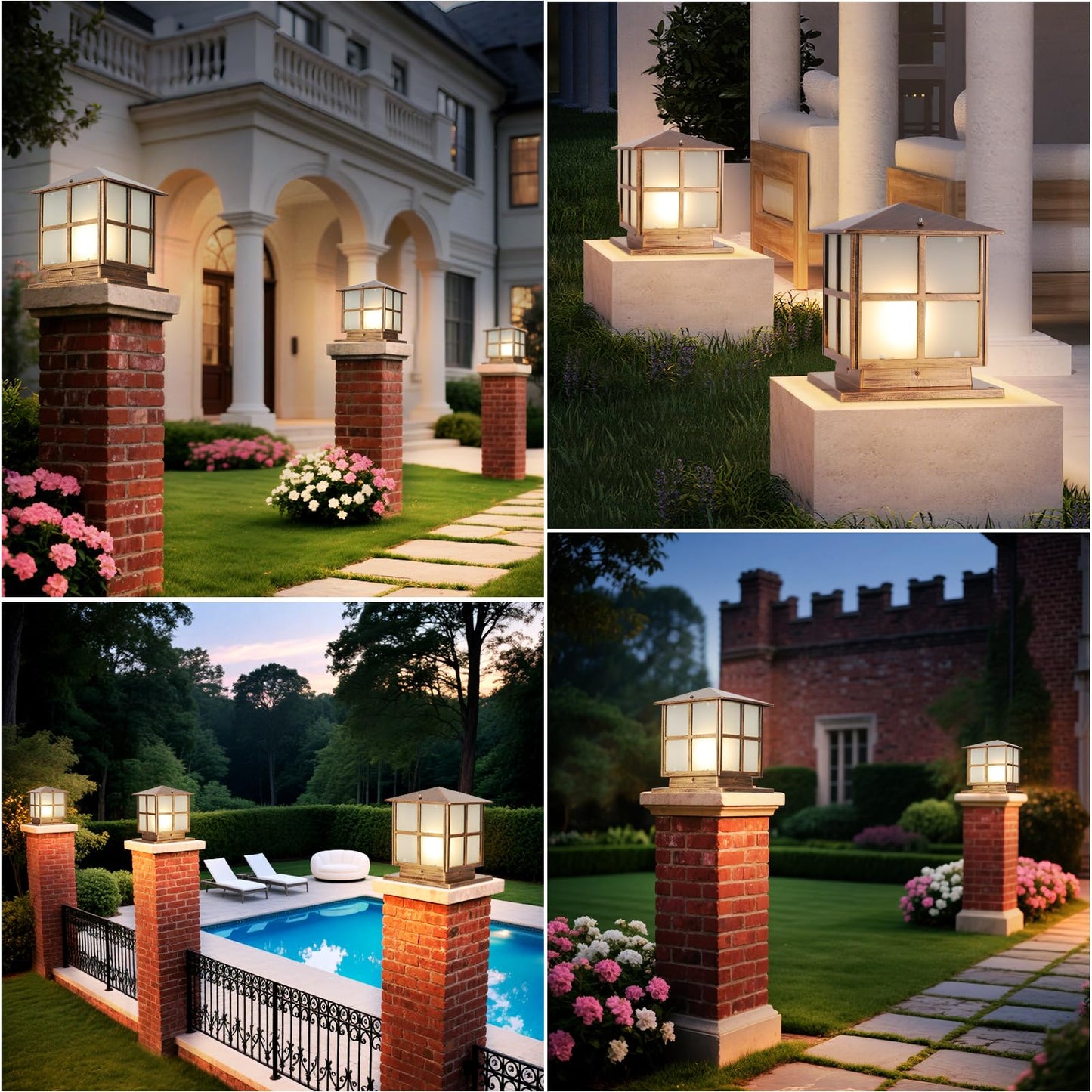 SLAWA Outdoor Post Lights Fixture, Modern Yard Entry Outdoor Column Lights with Aluminum Housing, Patio Pillar Lights Outdoor with Tempered Glass