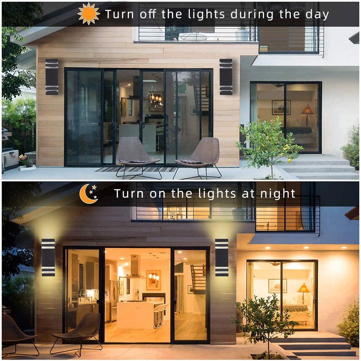RETRELMP Outdoor Wall Sconce Light, LED Exterior Black Modern Wall Lamps, Porch Square Up and Down Wall Mount Lights for Garage Garden Balcony