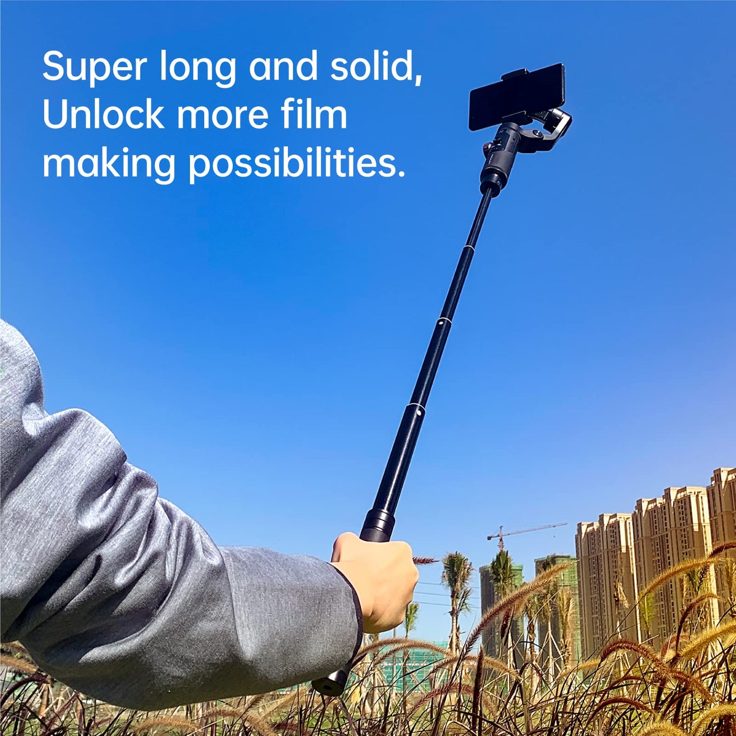 Aochuan E10 Aluminum Extension Rod 28.7” Adjustable Selfie Stick Compatible with 3-Axis Gimbal, Action Camera, Camera w/ 1/4" Thread Extendable Pole