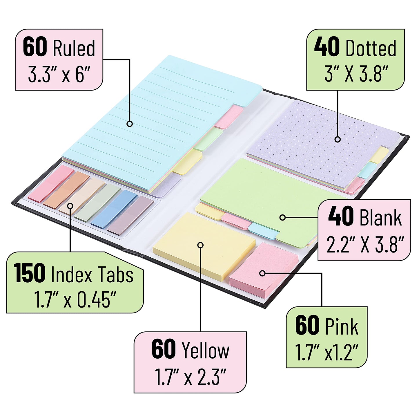 Mr. Pen- Sticky Notes Set, 410 Pack, Ruled
