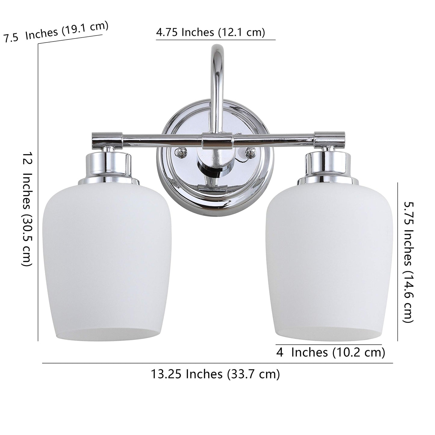 SAFAVIEH SCN4051A Rayden Chrome 2-Light Bathroom (LED Bulbs Included) Sconce