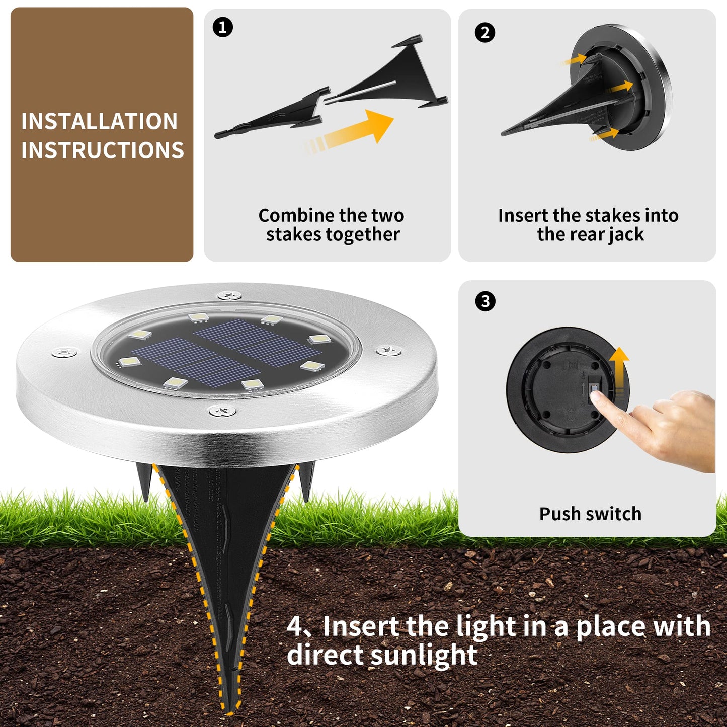 SOLPEX Solar Lights Outdoor Waterproof, 12 Pack Solar Ground Lights, Solar Garden Lights Landscape Lighting for Pathway Driveway Patio Backyard