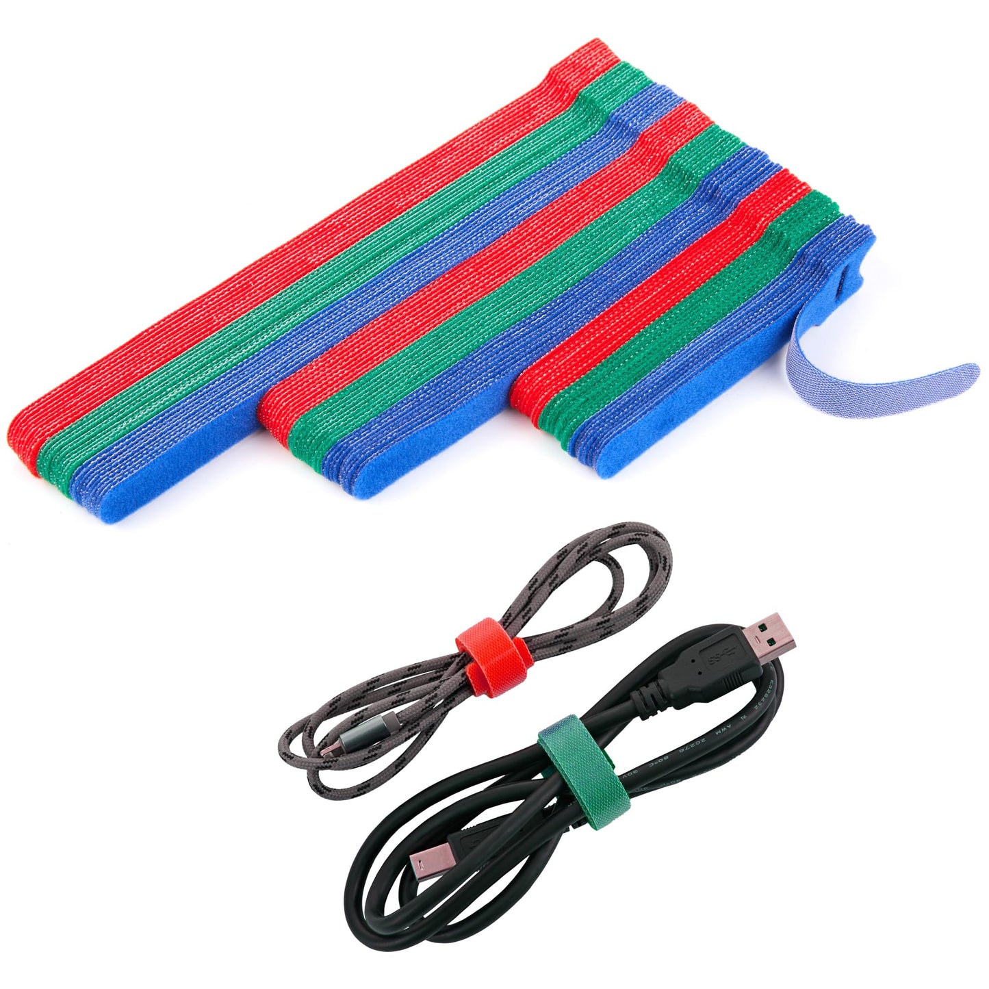 NBTORCH 90 PCS Reusable Cable Ties 4+6+8 Inch, Adjustable Hook and Loop Straps for Cord Organization, Wire Management - Home, Office, Garage