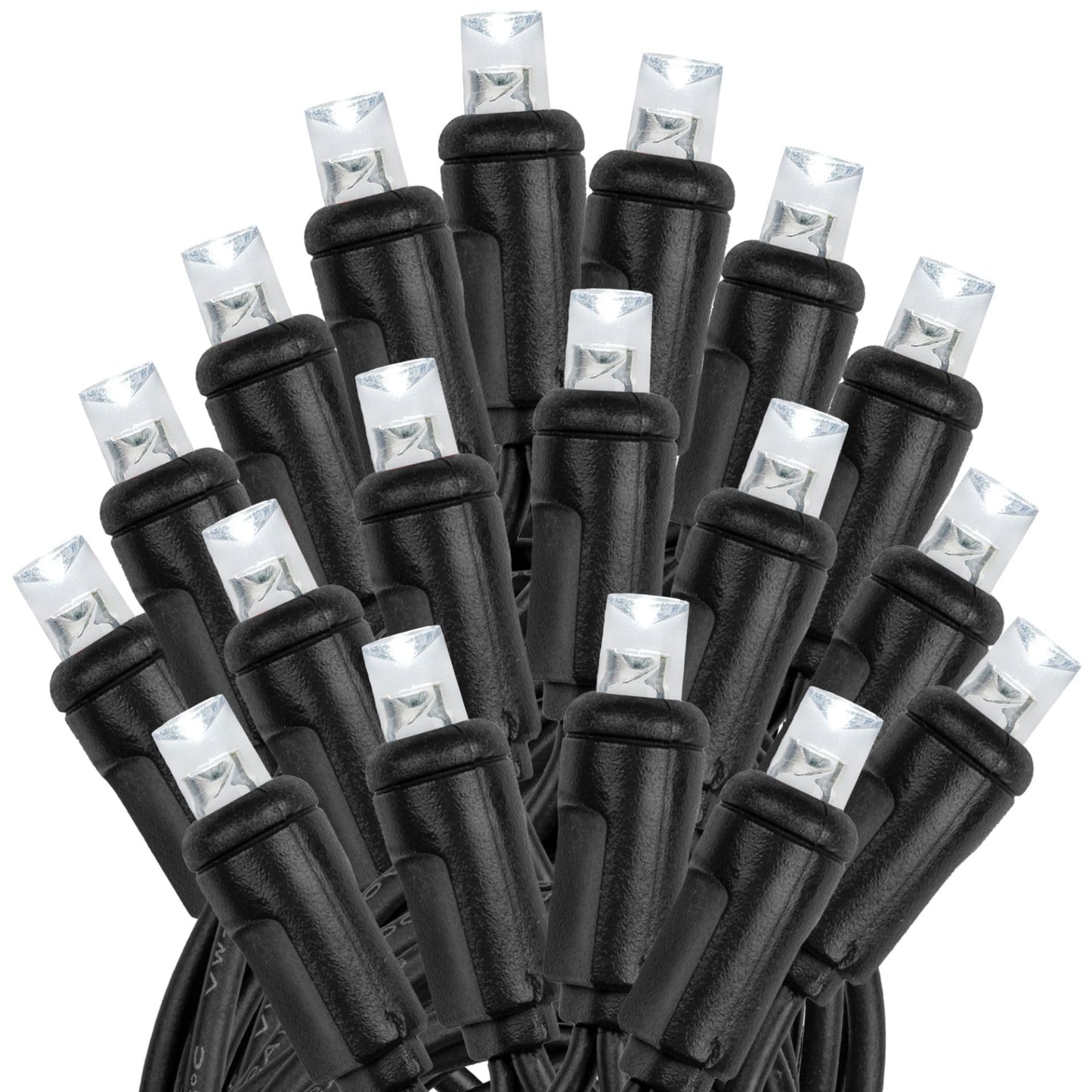 Novelty Lights 34ft Christmas String Lights, 100 Pure White LED Bulbs on Black Wire, 4" Spacing, Connectable Indoor Outdoor Commercial Grade Lighting