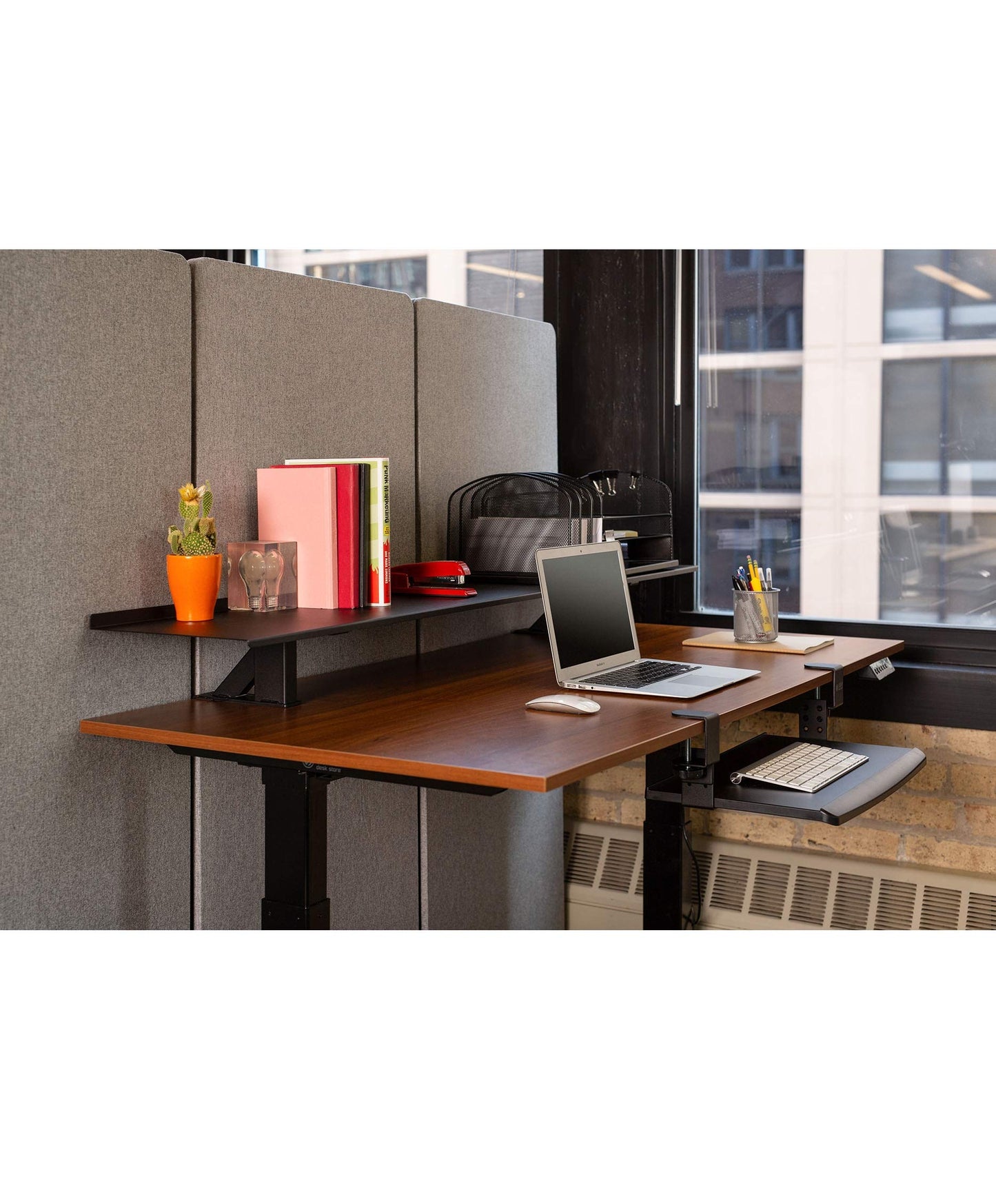 Stand Up Desk Store Clamp-On Adjustable Height Desk Shelf Monitor Stand (60" Wide)