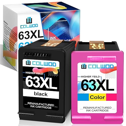 COLWOD High-Yield Remanufactured 63XL Ink Cartridge Replacement for HP 63 63 XL use with HP OfficeJet 3830 4650 5255 5258 Envy 4520 4512 DeskJet 1112