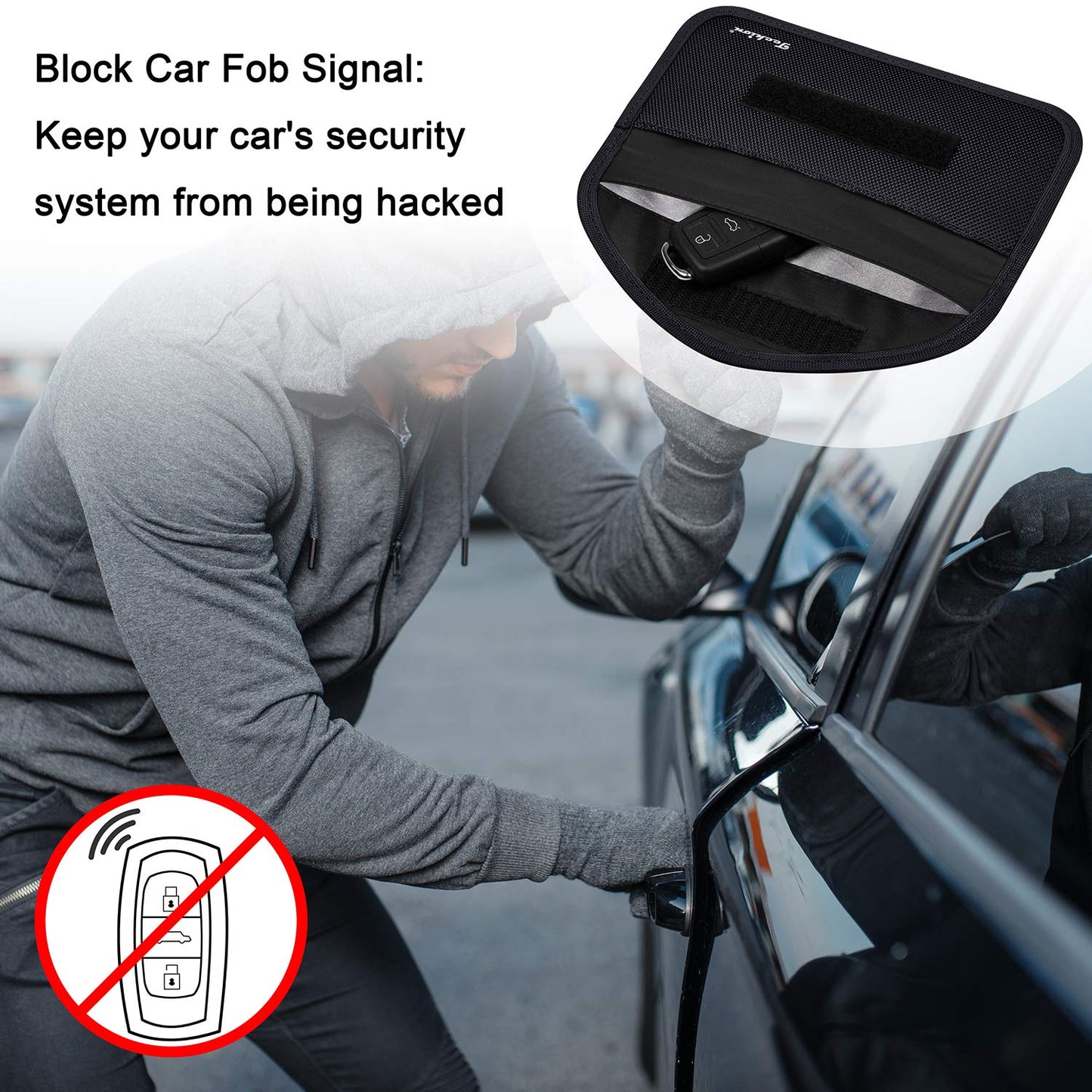 Techion Signal Blocking Bag, RFID Faraday Bag Shield Pouch Wallet Case for Cell Phone and Car Key FOB, Privacy Protection, Anti-Hacking - Black