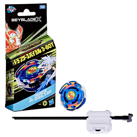 Beyblade X X-Over Project Dranzer Spiral 3-80T Starter Pack Set with Takara Tomy Balance Type Top and Launcher, Battling Tops Game Toys, Ages 8+