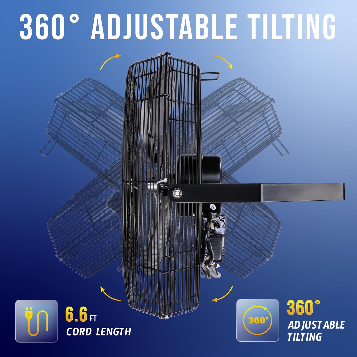 Tornado 18 Inch Outdoor IPX4 Water-Resistant Wall Mounted Fan, 3 Speed High Velocity Metal Industrial Wall Fan For Commercial, Residential