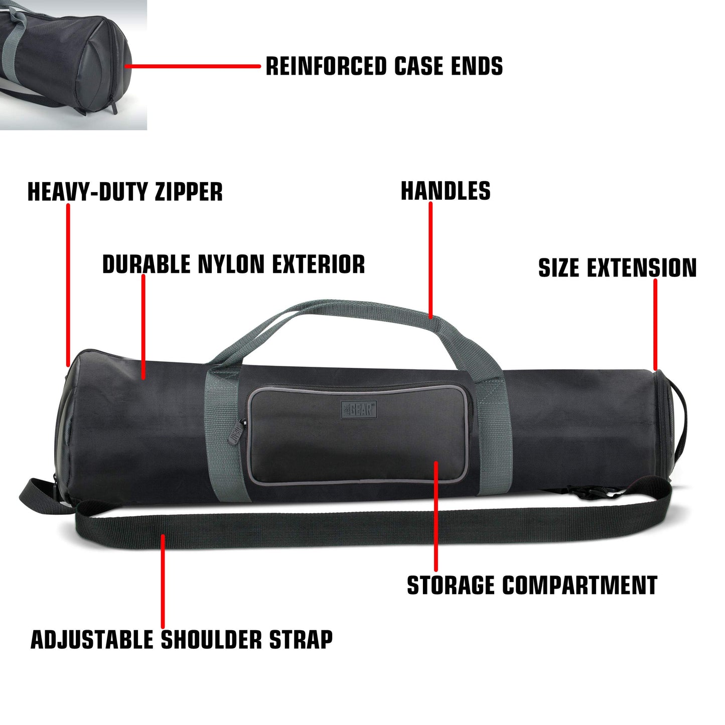 USA Gear Refractor Telescope Case - Holds Telescopes/Tripod 21 to 35 inches - Adjustable Extension, Storage Pocket, Strap - Compatible with ToyerBee