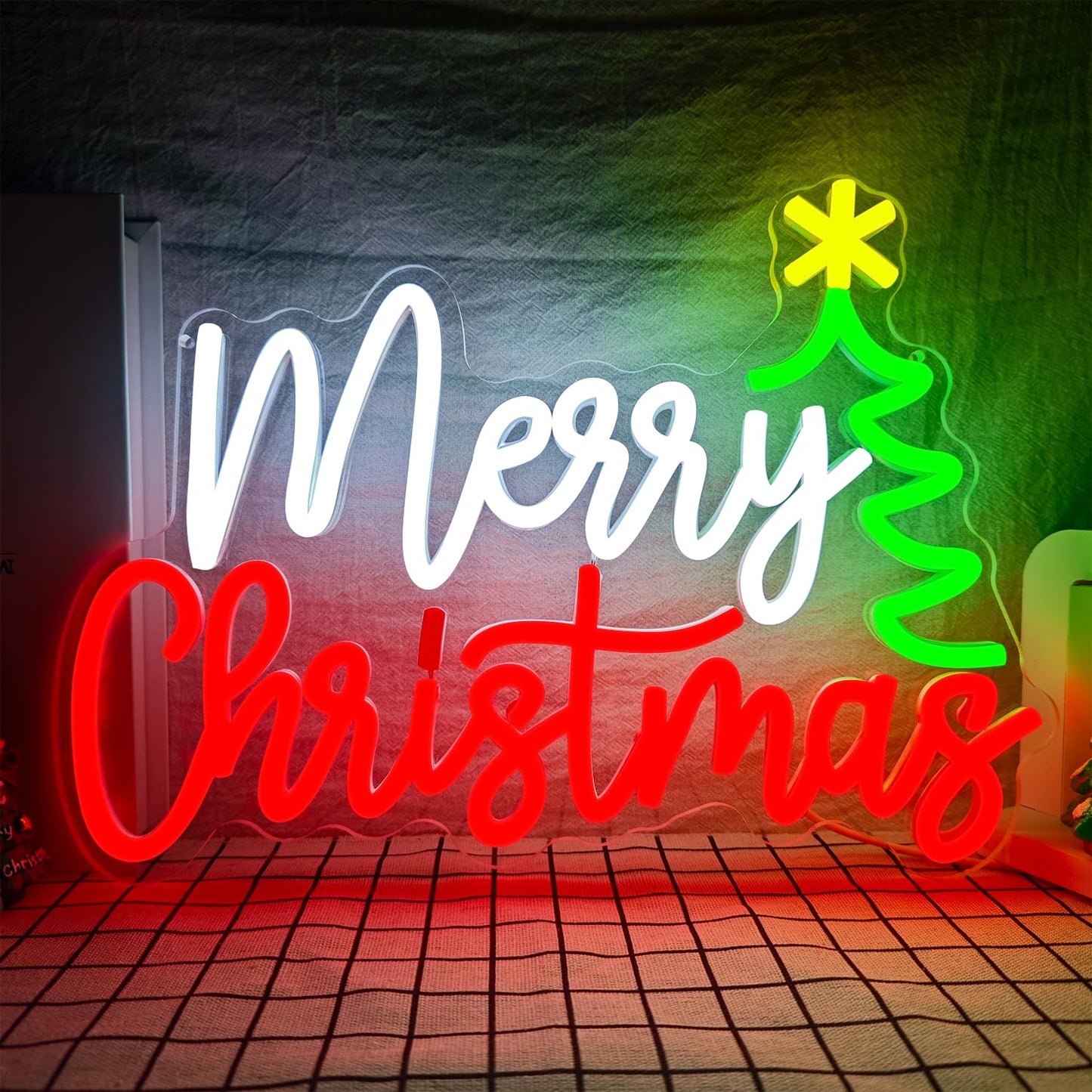 LED Neon Light for Wall Decor - Dimmable Acrylic Neon Sign Merry Christmas Light up Sign for Xmas Party Decor Gifts