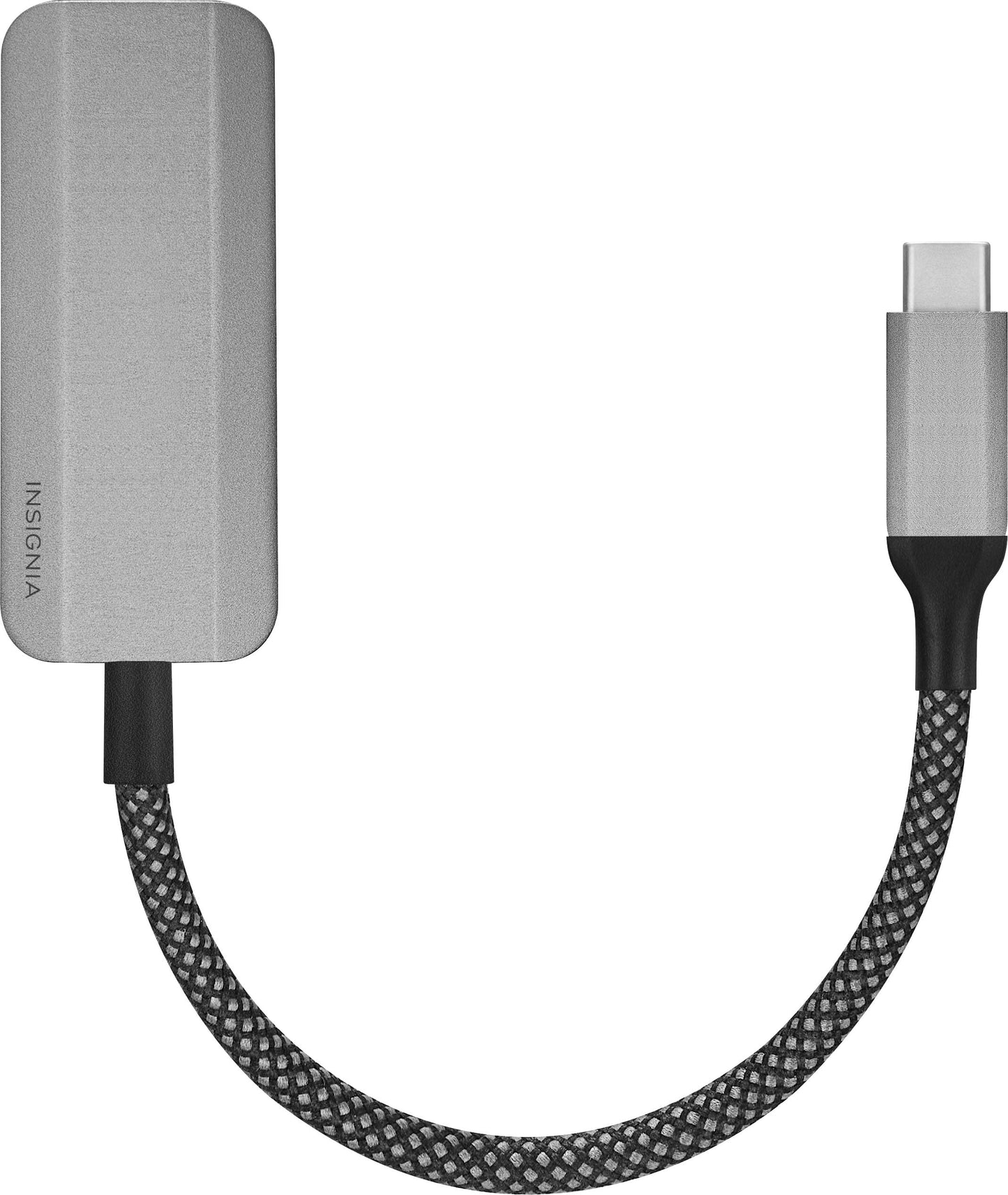 Insignia USB-C to Ethernet Adapter, Plug-and-Play Supports up to 1 Gbps High-Speed, Silver Black