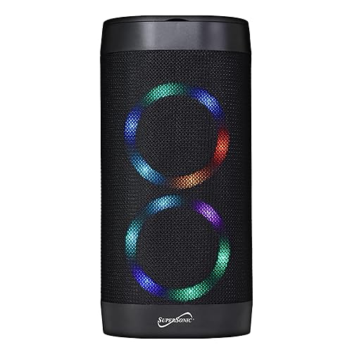 Supersonic SC-2332BT Soundlight Bluetooth Speaker, Stream from Any Device, Enjoy USB/SD Playback, FM Radio, Vibrant Ring Light, Long-Lasting 1500mAh