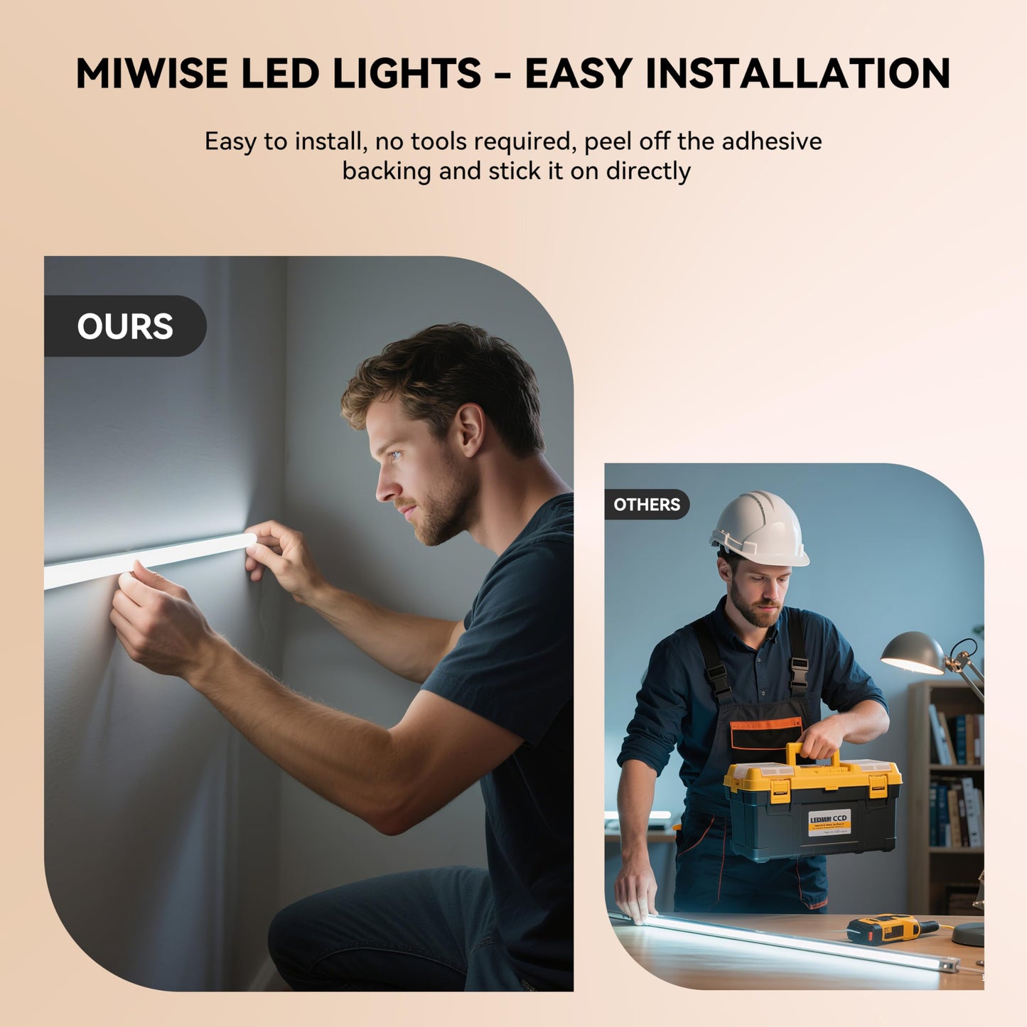 MIWISE COB LED Strip,4000K Natural White 20ft/6.1m,Dimmable Super Bright 24V LED Strip Light,CRI 90+ Flexible Tape Light with RF Remote Timer