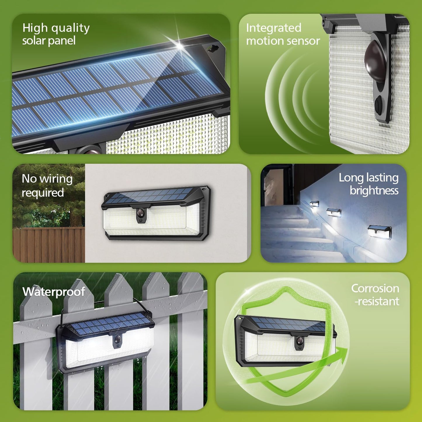 Philips Solar Lights Motion Sensor Outdoor, 258 LEDs Solar Powered Security Lights, 3 Lighting Modes, Waterproof Wall Light for Outside Yard Fence