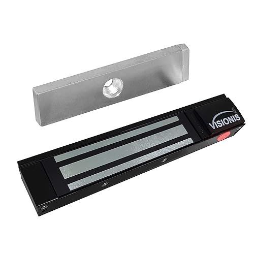 Visionis VS-VISML300LED-BL Indoor 300lbs Black Electromagnetic Lock with LED Sensor for Door Access Control