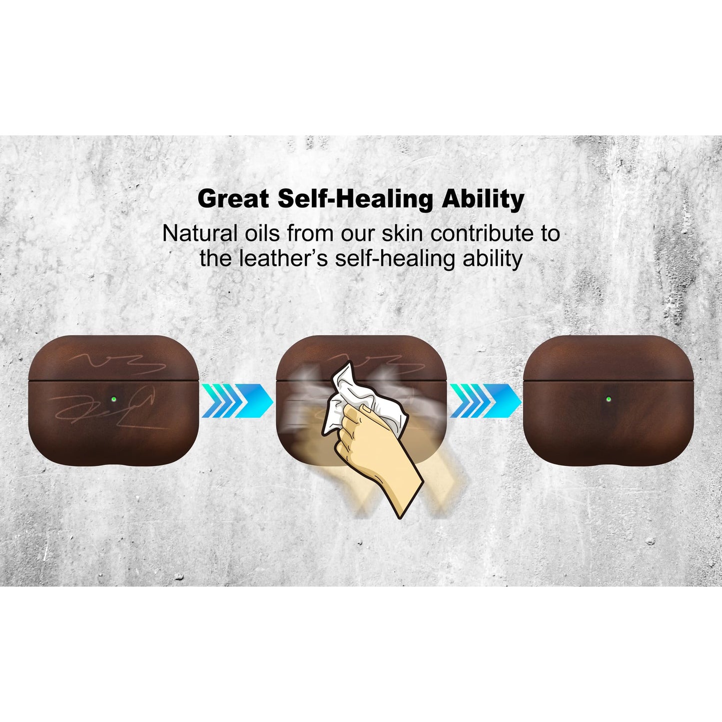 Maogoam for AirPods Pro 2nd Generation Leather Case Cover with Button, Genuine Oil Wax Crazy Horse Cowhide Leather Case for Airpods Pro 2