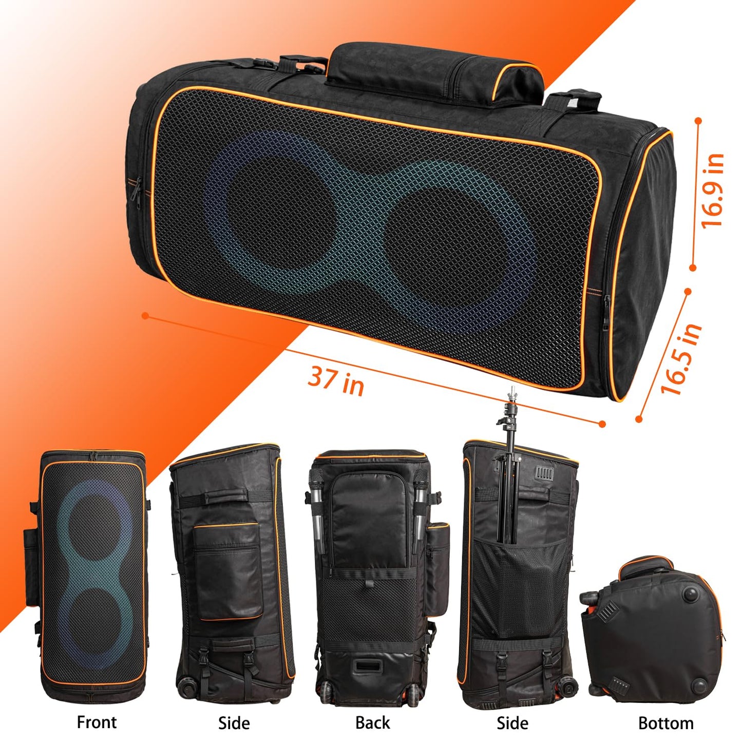 Jeachan Speaker Bag Rugged Speaker Bag Carry Case Compatible with JBL PartyBox 710, Portable Speaker Carry Bag