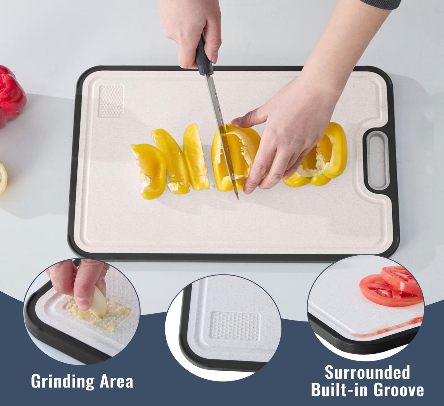 Titanium Cutting Boards for kitchen, Double Sided Metal Cutting Board, Non Toxic Chopping Board, Wheat Straw PP/Healthy Large Titanium Cutting Board…