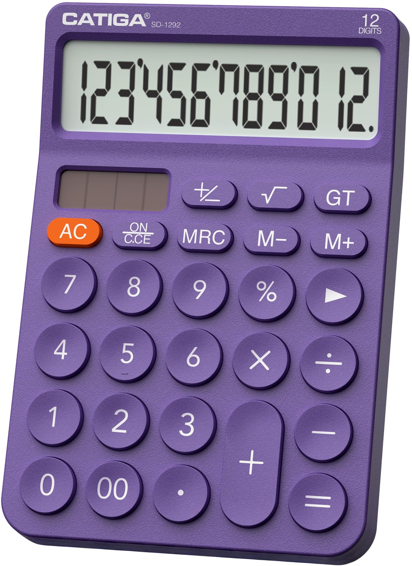 CATIGA 12 Digit Desktop Calculator Basic Desk Calculator with Large LCD Display, Big Buttons, 4 Function, Solar and Battery Dual Power, for Office