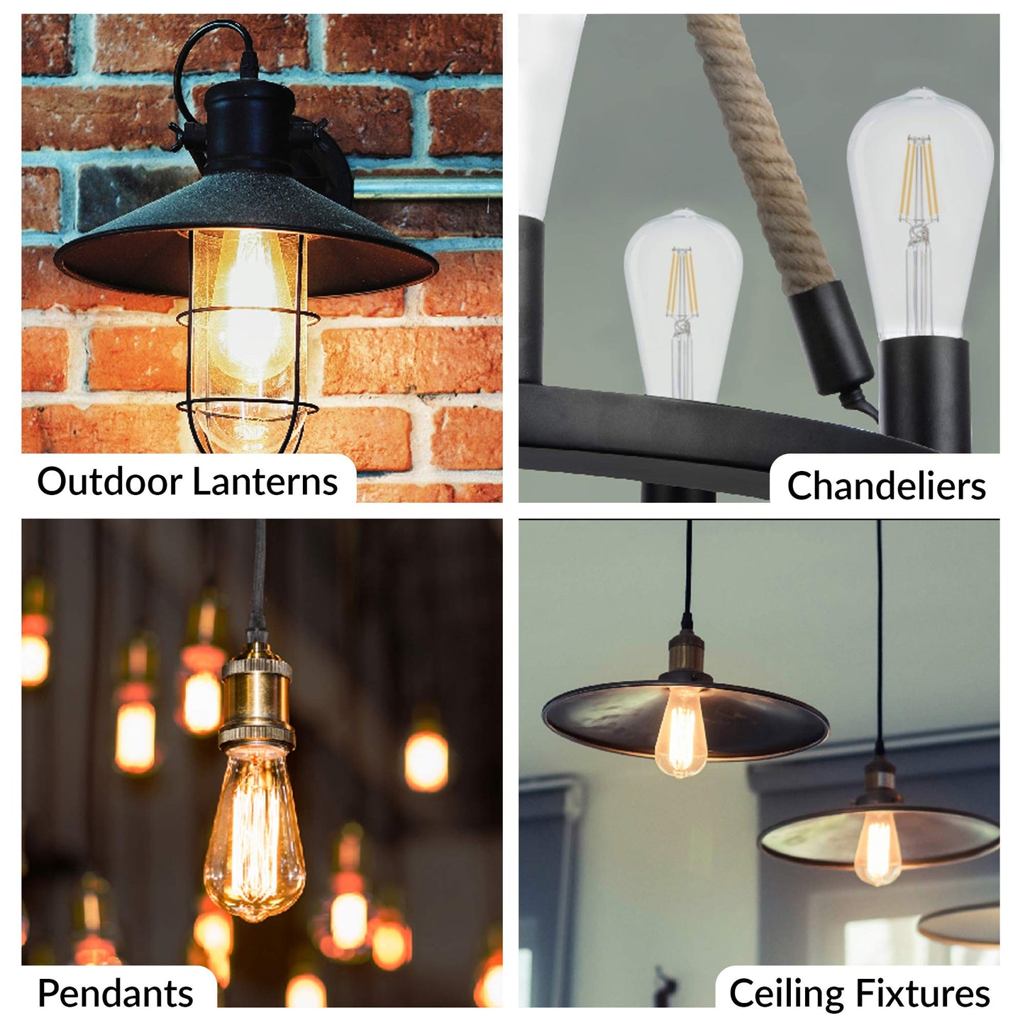 Simba Lighting LED Edison Vintage Filament ST21 4W Bulbs E26, 2700K, 6 Pack
