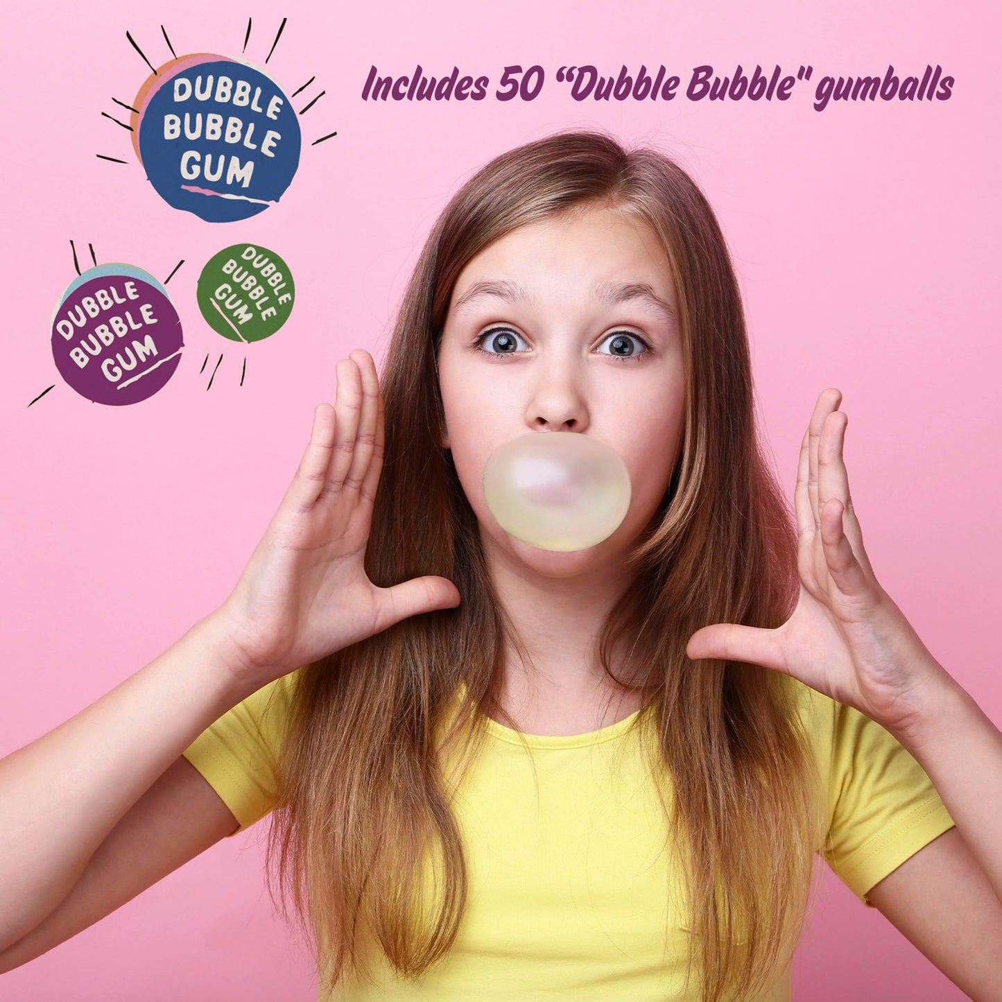 Schylling Brand Classic Retro Gumball Coin Bank - 8.5" Tall - Includes 45 Dubble Bubble Gumballs - Ages 3+