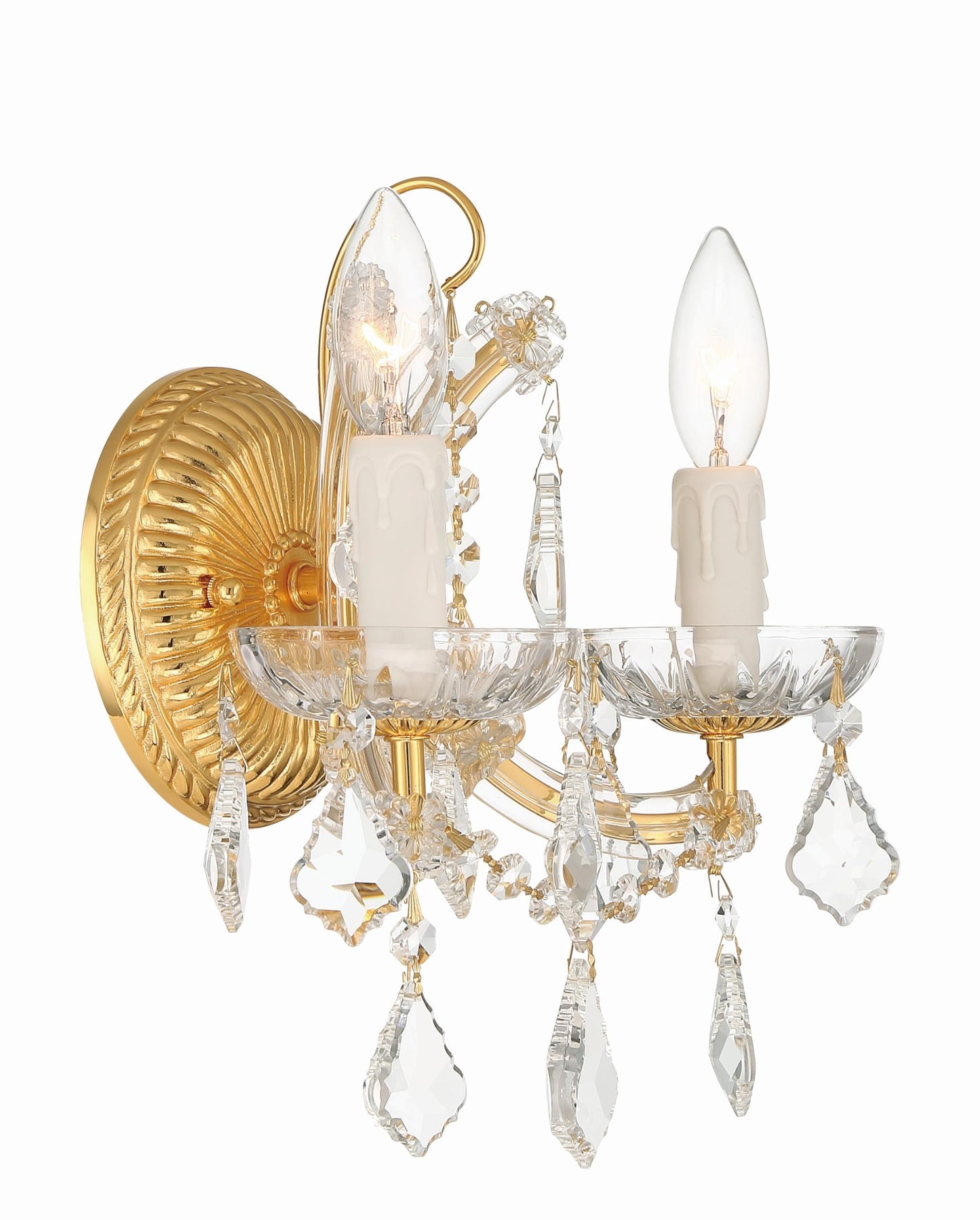 Maria Theresa 2 Light Clear Italian Crystal Gold Sconce
