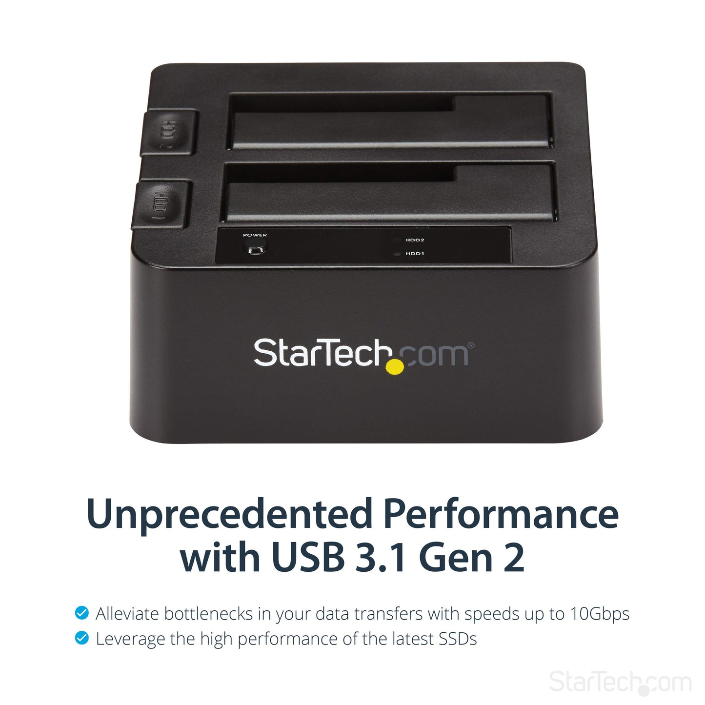StarTech.com Dual-Bay USB 3.1 to SATA Hard Drive Docking Station, USB 3.1 (10 Gbps), External 2.5/3.5" SATA I/II/III, SSD/HDD Docking Station