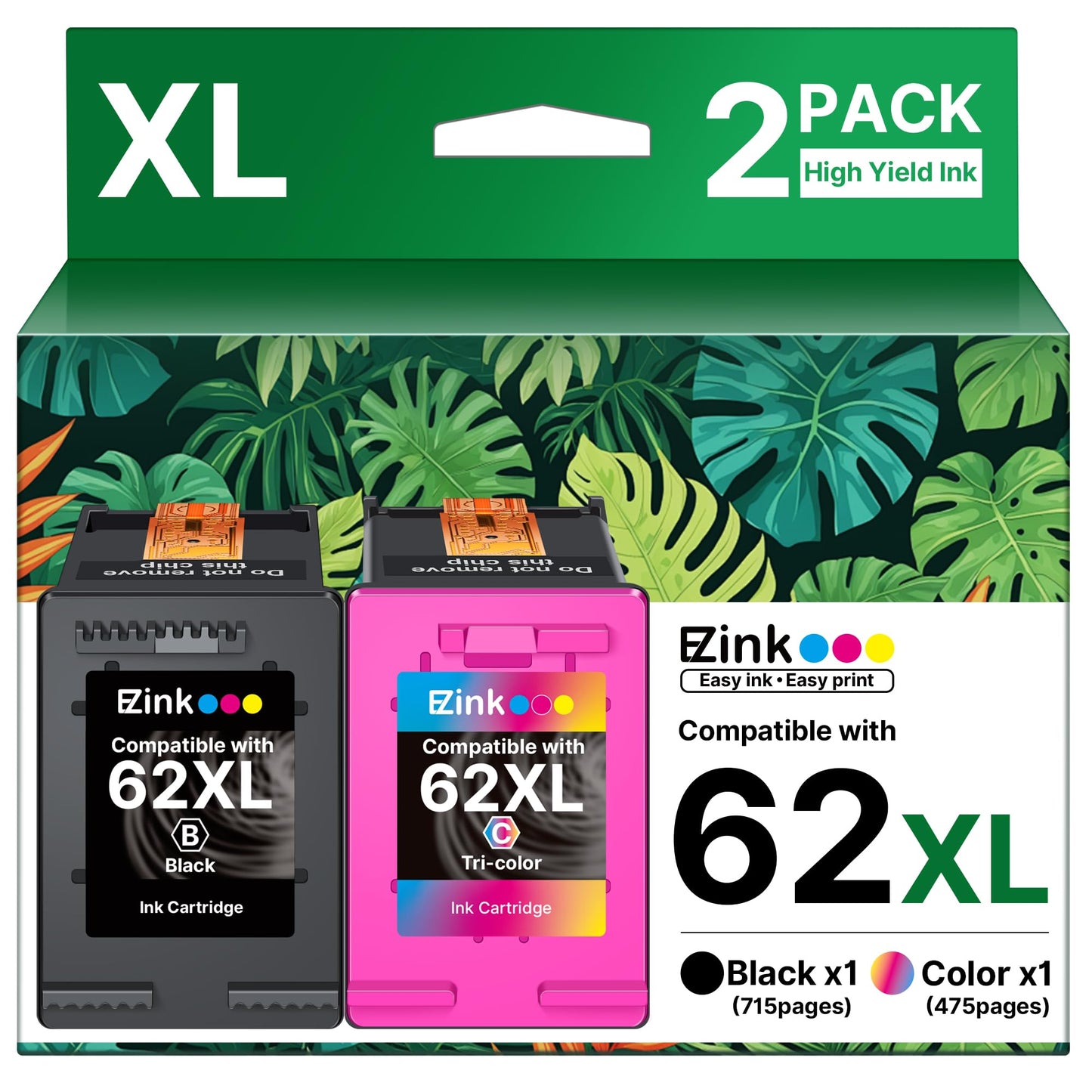 62XL Ink Cartridges Black and Color for HP 62XL 62 XL Ink for 5745 Printer