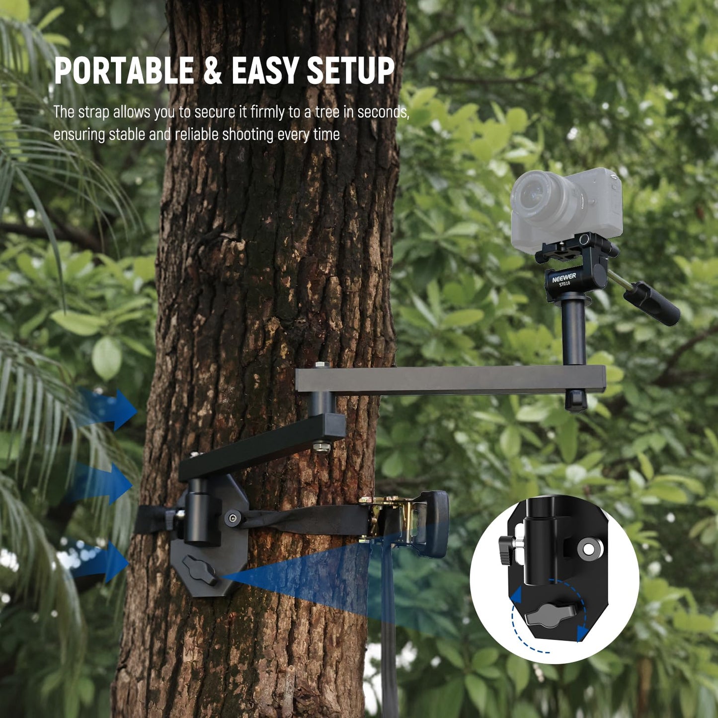 NEEWER 24" Outdoor Camera Magic Arm for Hunting, Over 5 Quiet Joints Lightweight Aluminum Tree Stand Trail Camera Mount with Bubble Level/Ergonomic
