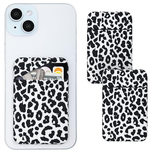 Vigdit Credit Card Holder Phone Wallet Stick On, 2 Pack Adhesive Cell Phone Sleeve for iPhone/Samsung/Android,Cute Sticky Wallet Phone Case