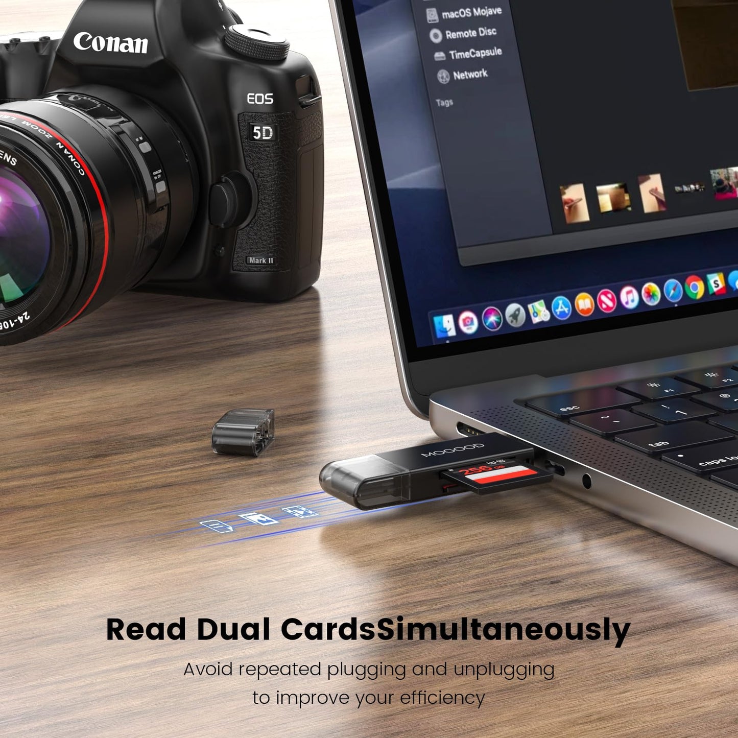 MOGOOD SD Card Reader USB 3.0, Dual Connector USB/USB C Memory Card Adapter for SD/Micro SD, High-Speed OTG for MacBook, iPad, PC, Laptop, Smartphone