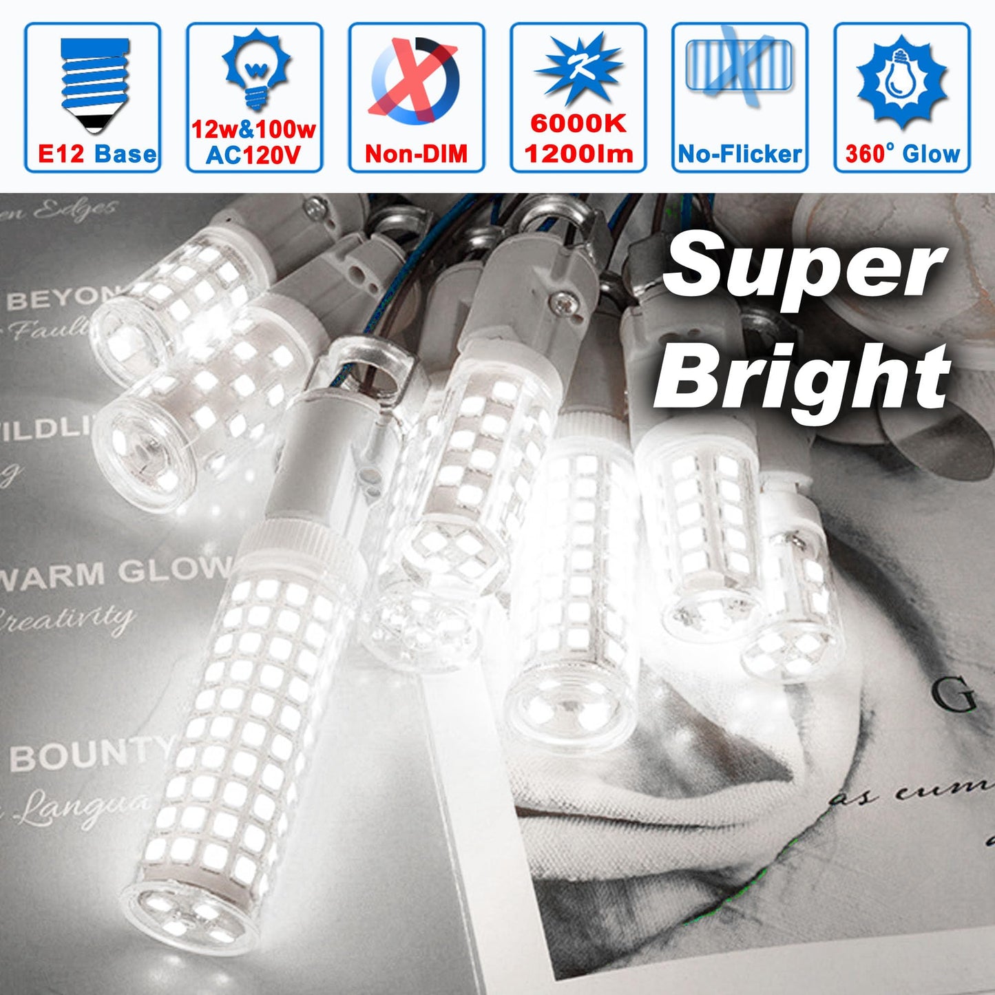 E12 100w LED Bulbs Replacement C7 for Candelabra Chandelier Lighting