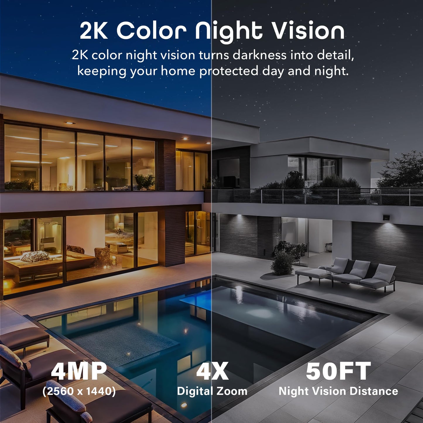 Geeni Hawk 3 4MP Smart Outdoor Security Camera - 2K Ultra HD WiFi Surveillance Camera with Color Night Vision, 30m Long Range, 2-Way Audio, Motion