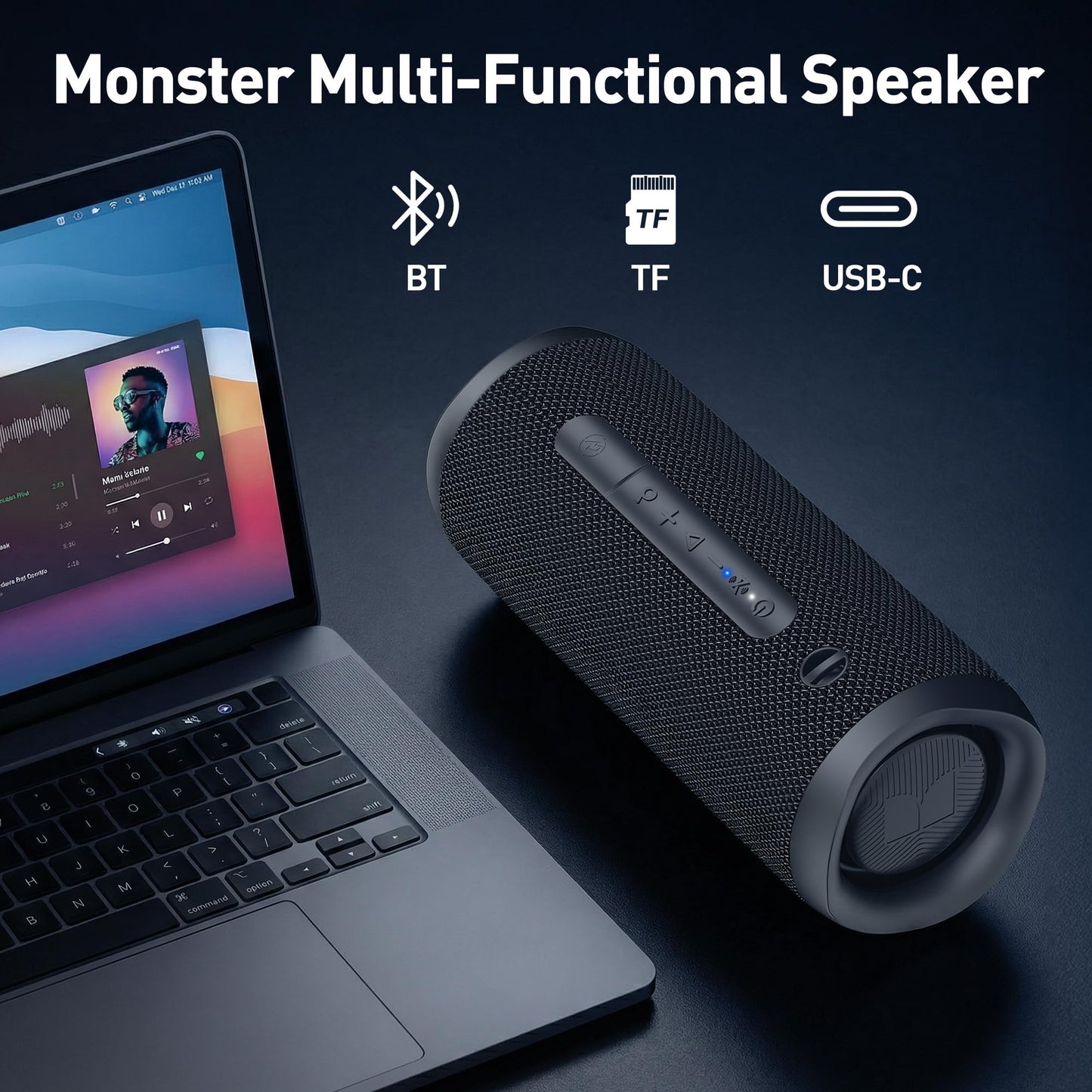 Monster Bluetooth Speaker, Wireless Portable Outdoor Bluetooth Speakers, 60W True Wireless Stereo IPX8 Waterproof, Dual PairingBluetooth 5.4 Built-in