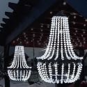 Hanging Solar Chandelier Outdoor, 30 Cool White Lights Acrylic Clear Beaded Chandelier with S Hooks Modern Lantern for Garden Yard Patio Gazebo