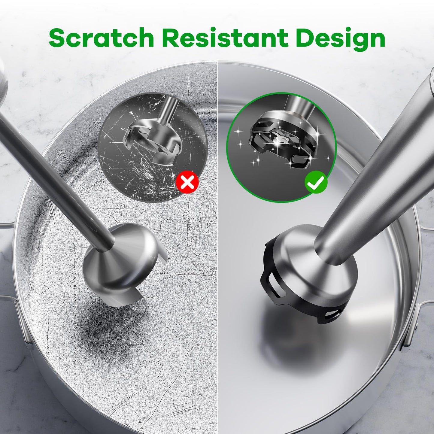 5-in-1 Immersion Hand Blender Set – 1100W Corded Stick Blender with Variable Speed, Chopper, Whisk & Frother for Soup, Smoothies & Baby Food