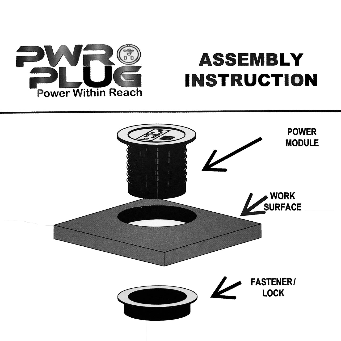 Desktop Power Grommet Outlet Data Center Fit 3" Hole No Drilling Required if you have 3" Hole, 2 Outlet W/2 USB Ports (WHITE - 3" (6ft Power Cord)