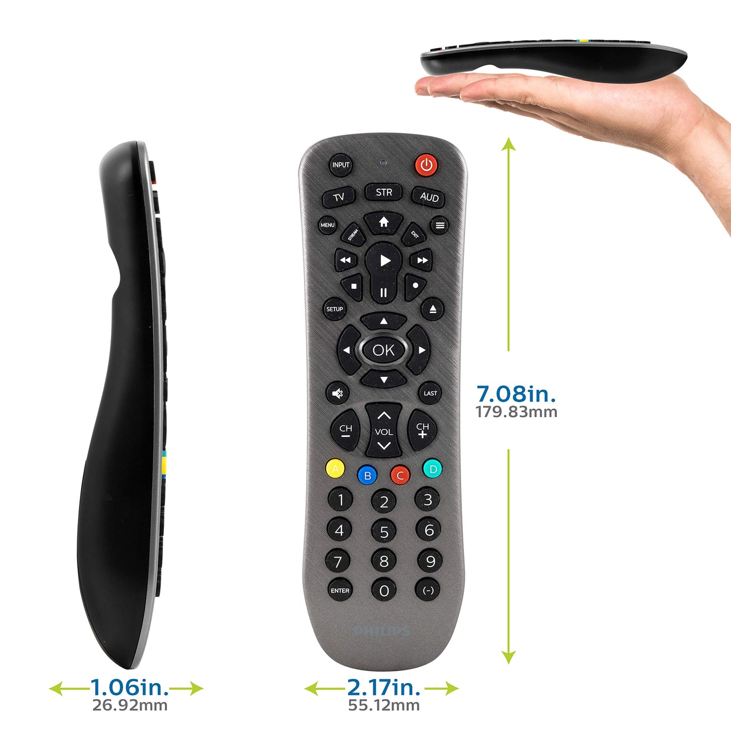 Philips Universal Remote Control Replacement for Samsung, Vizio, LG, Sony, Sharp, Roku, Apple TV, RCA, Panasonic, Smart TVs, Streaming Players, DVD