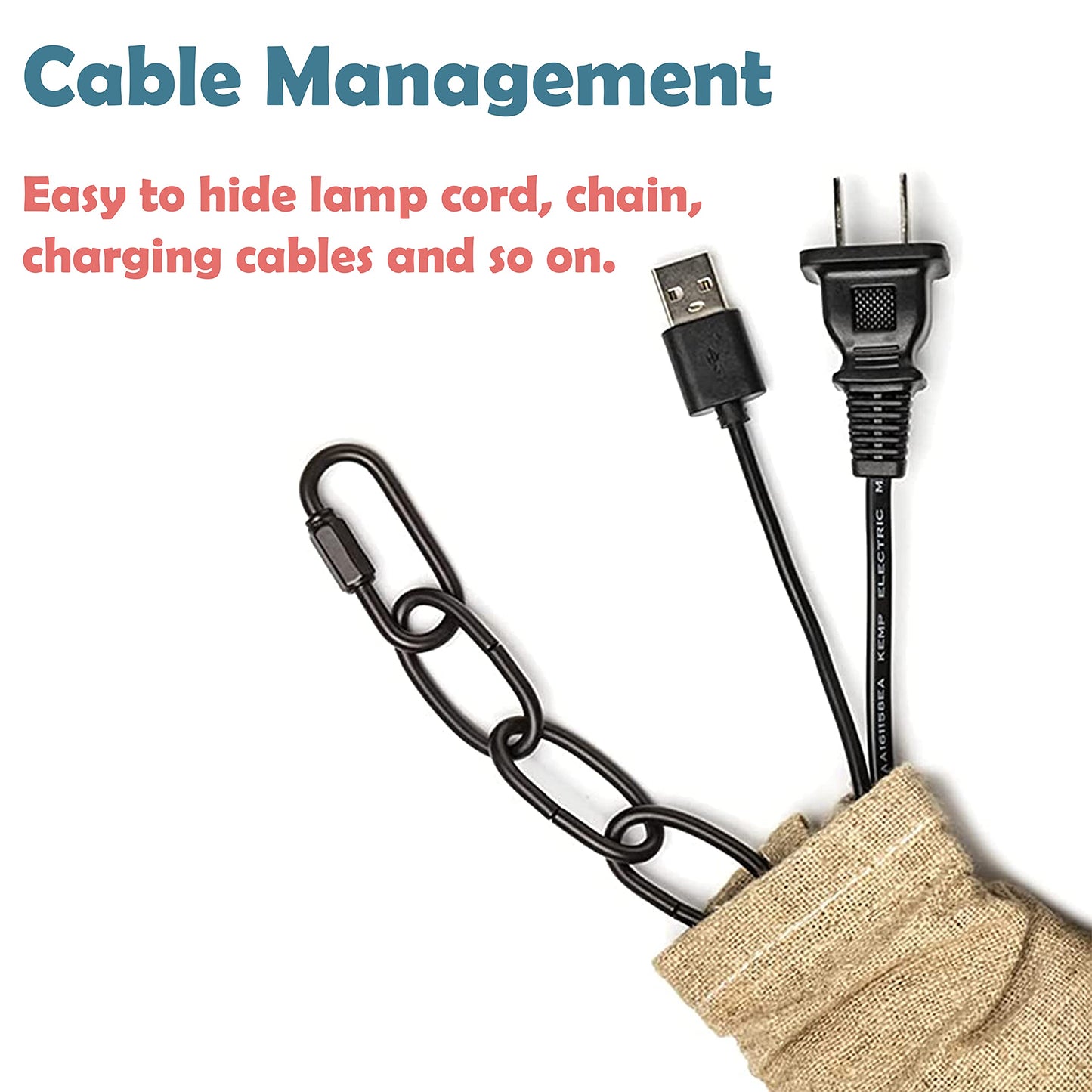 Aspen Creative 15014-11A, 4' Camel Faux Silk Fabric Cord & Chain Cover, Easy to Install for Lighting Fixture, Cable Management, Lamp Wire Cover