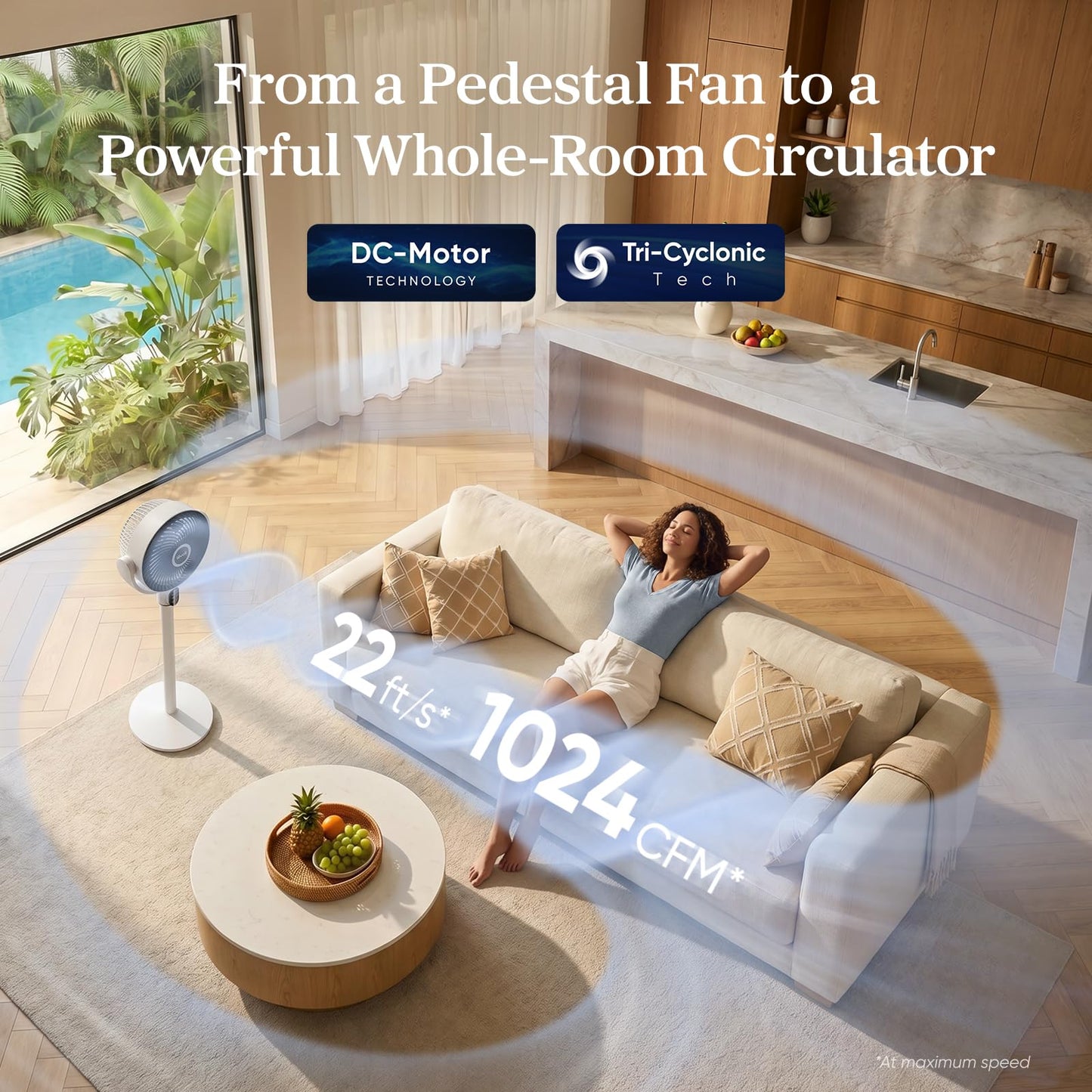 Levoit Standing Fan for Bedroom, 2-in-1 Pedestal & Tabletop Oscillating Fan