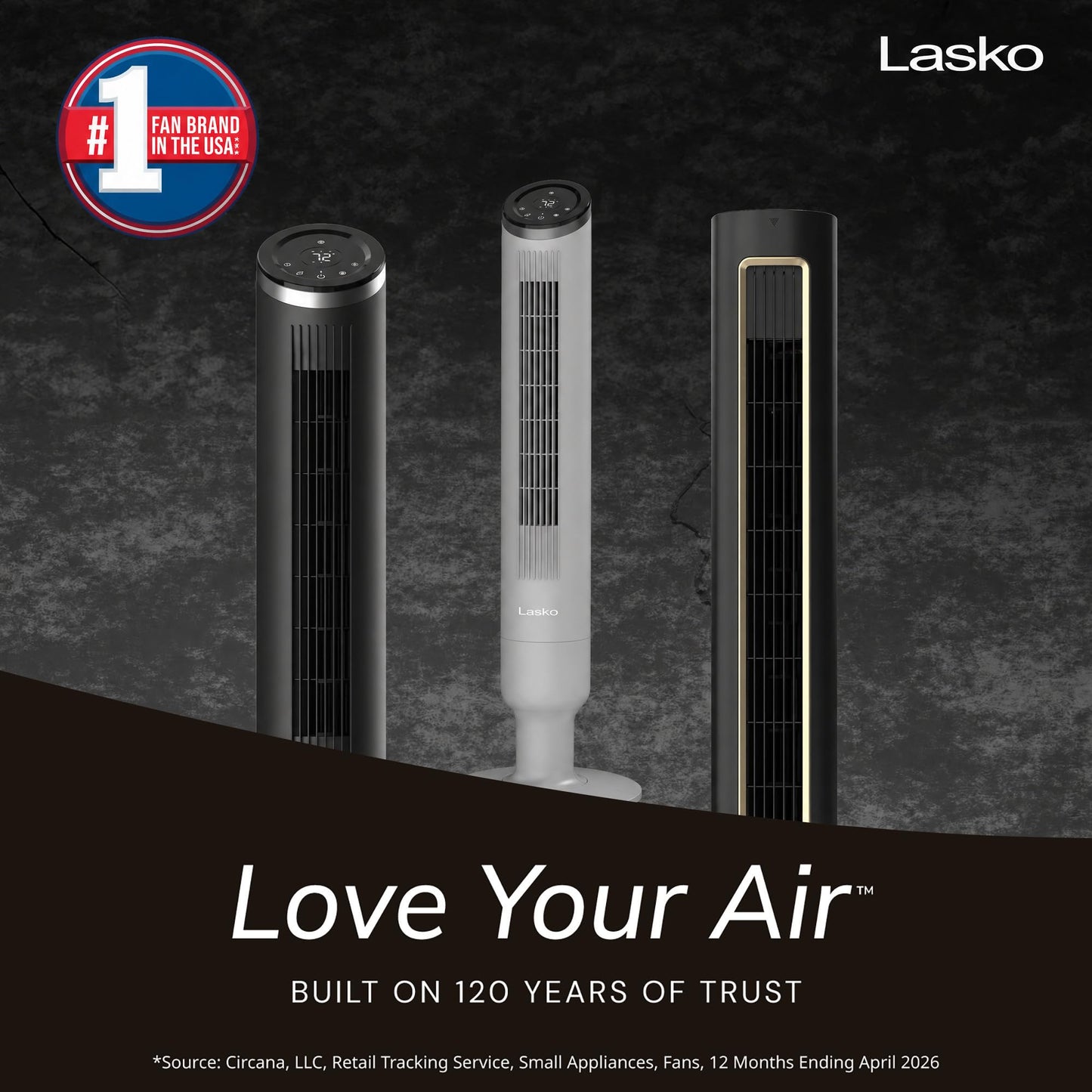 Lasko Apex Quiet 29 dBA Oscillating Tower Fan - 42" - RST215 - Gray