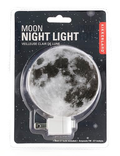 Kikkerland Glowing Moon Night Light, On/Off Switch, Novelty Gift