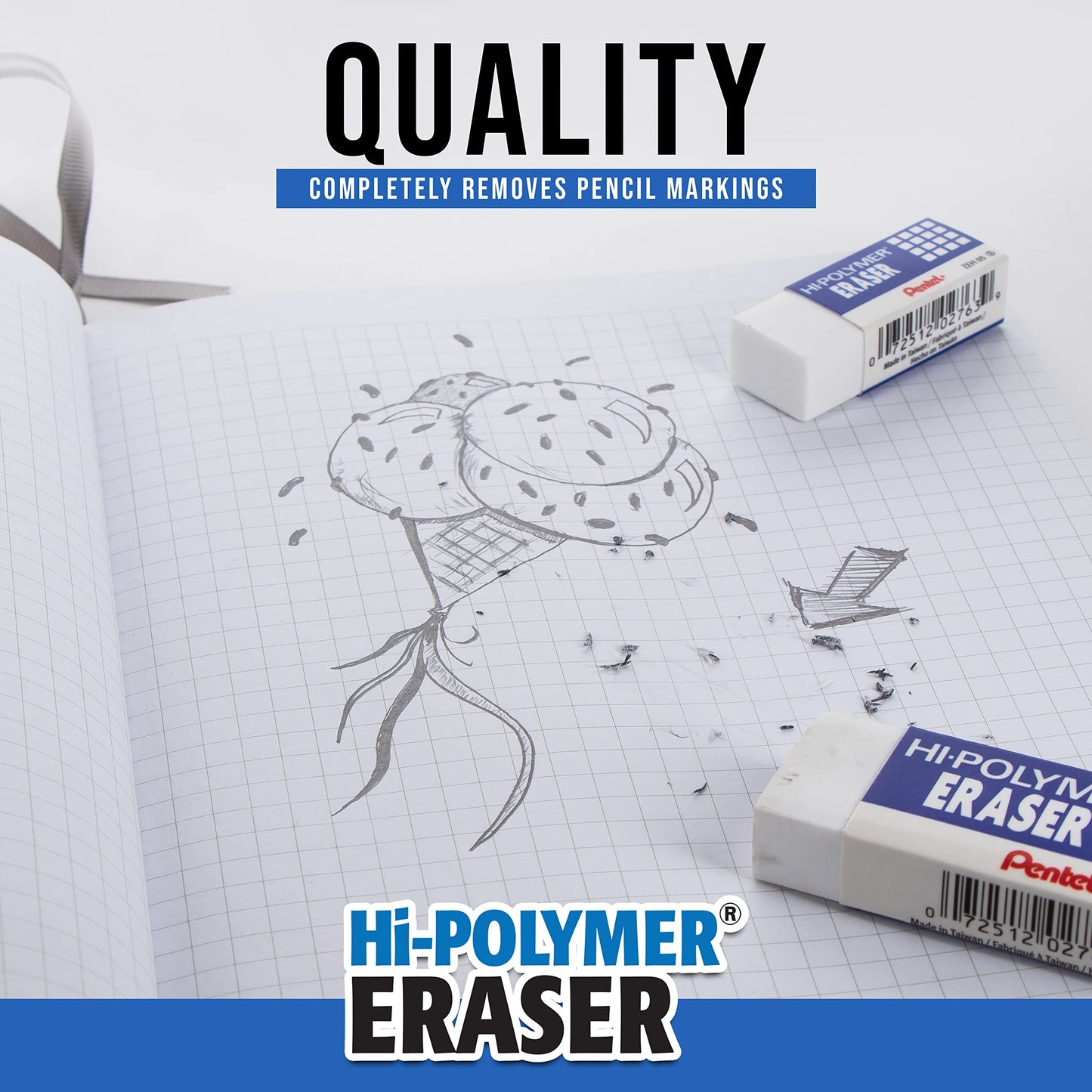 Pentel Hi-Polymer Block Eraser, Small, Box of 48 (ZEH-05)